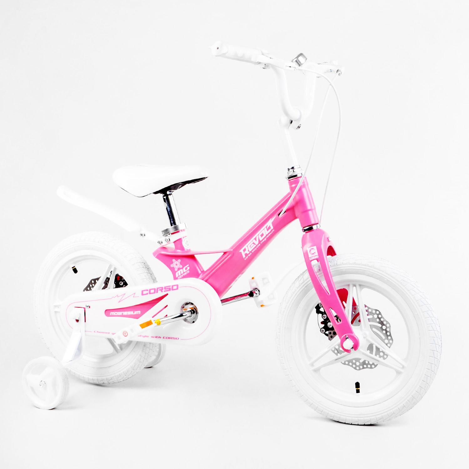 Дитячий велосипед Corso Revolt 14" магнієва рама дискові гальма Pink (113854)
