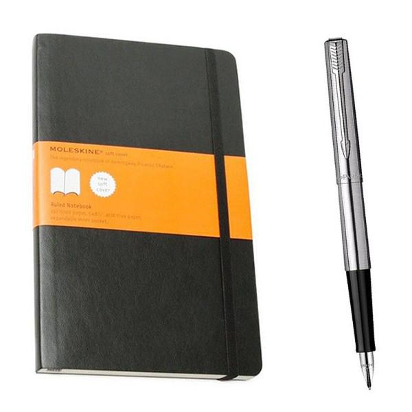 Комплект перьевая ручка Parker JOTTER 17 SS и записная книжка Moleskine в линейку (123998) - фото 1