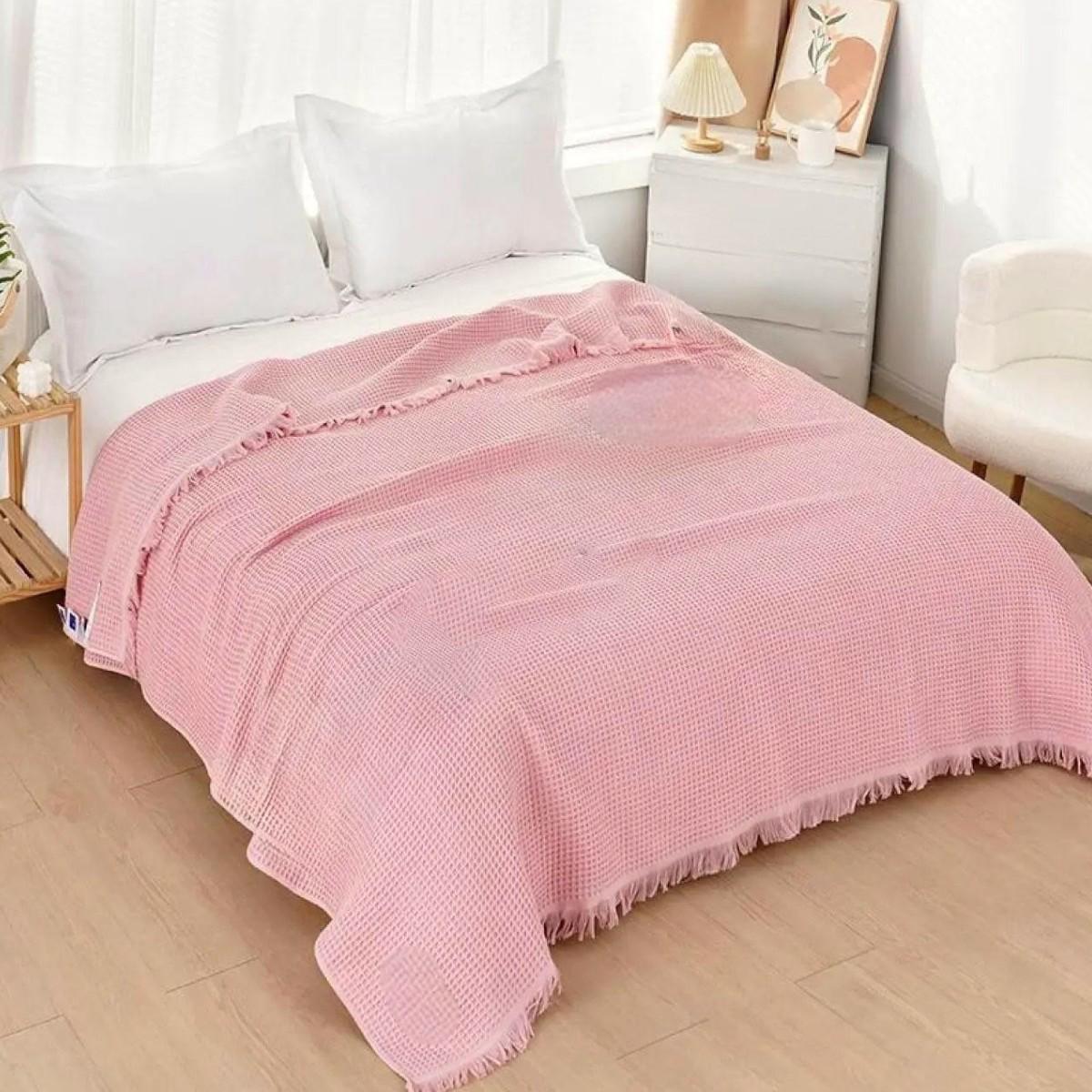 Покривало вафельне Koloco євро 200х230 см Рожевий (41876)