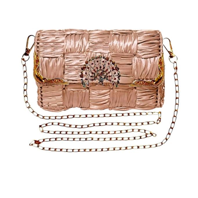 Набор для создания сумки из пластиковой канвы Декоративная брошь Павлин с нитками металлик Золотисто-розовый (8219-42) - фото 4