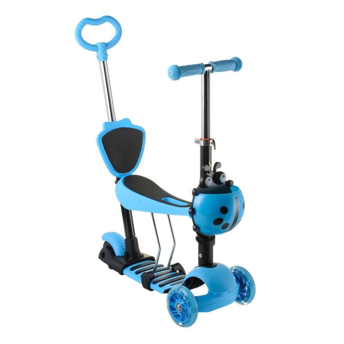 Самокат детский трехколесный Scooter с родительской ручкой 5в1 от 1 до 8 лет Синий (18-1km)