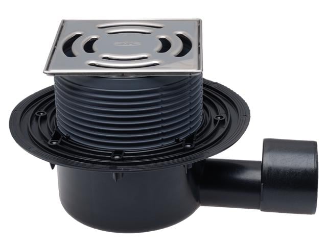 Трап для внутренних помещений DN50/75 мм горизонтальный с сухим сифоном Primus 145x145 мм система крепления решетки Klick-Klack/138x138 мм (HL5100Pr)