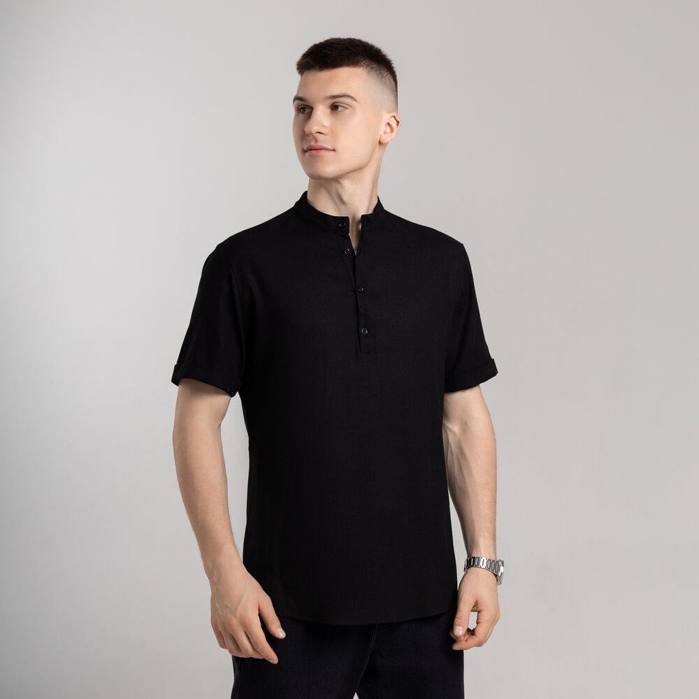 Рубашка мужская льняная Pobedov Molodist L Черный (24819/4/3)