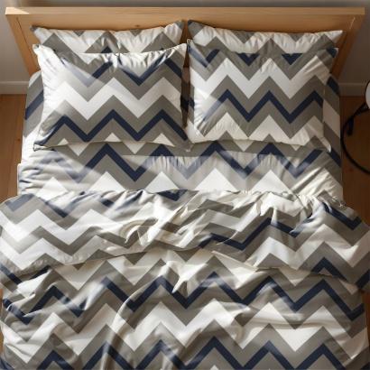 Постельное белье Zastelli Zigzag бязь евро 200х220 см Серо-синий (20387)