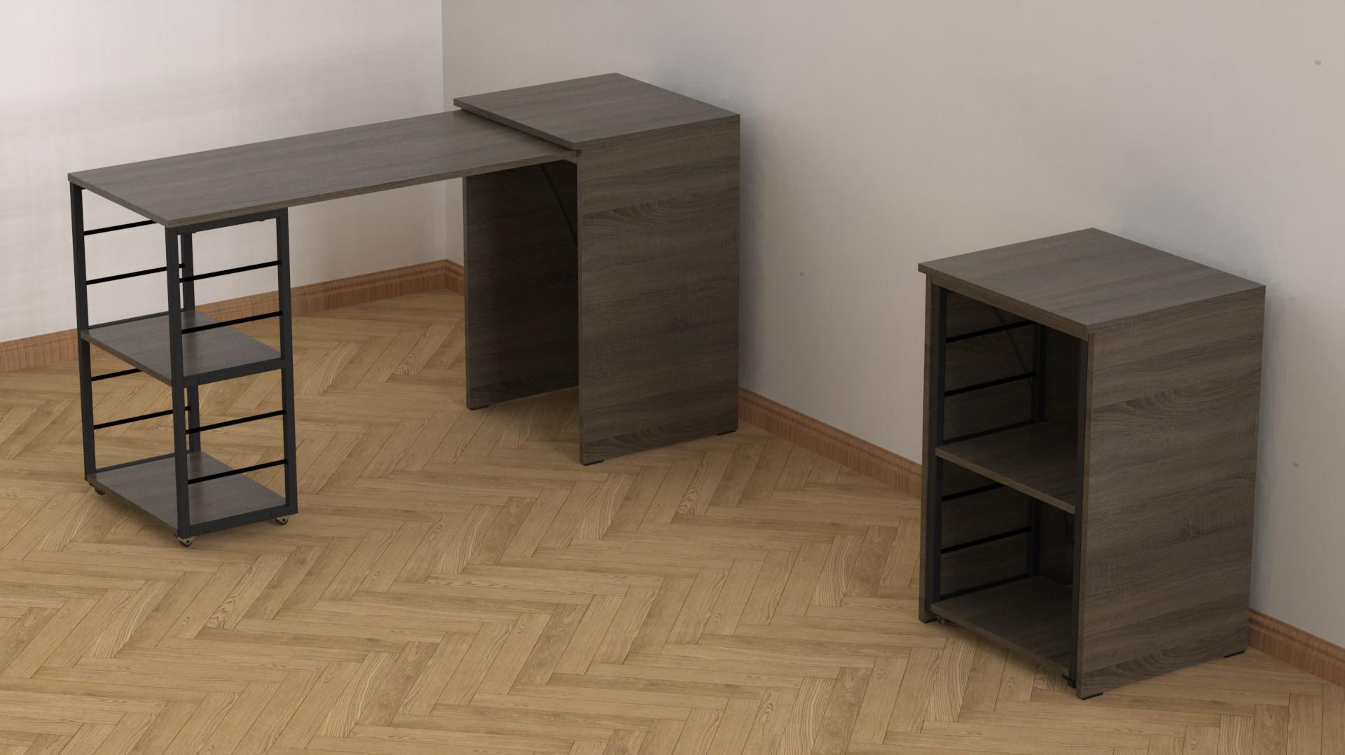 Стіл-тумба трансформер Ferrum-decor Смарт 2/2 метал/ДСП 16 мм 750x1450x600 мм Чорний/Дуб Сонома Трюфель (FRD-105106) - фото 8 Стіл-тумба трансформер Ferrum-decor Смарт 2/2 метал/ДСП 16 мм 750x1450x600 мм Чорний/Дуб Сонома Трюфель (FRD-105106) - фото 8