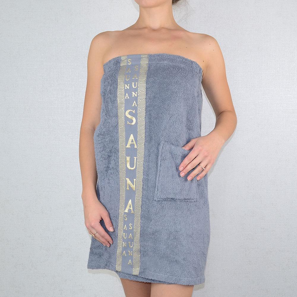 Рушник махровий на резинці GM Textile 70х140 см Сірий