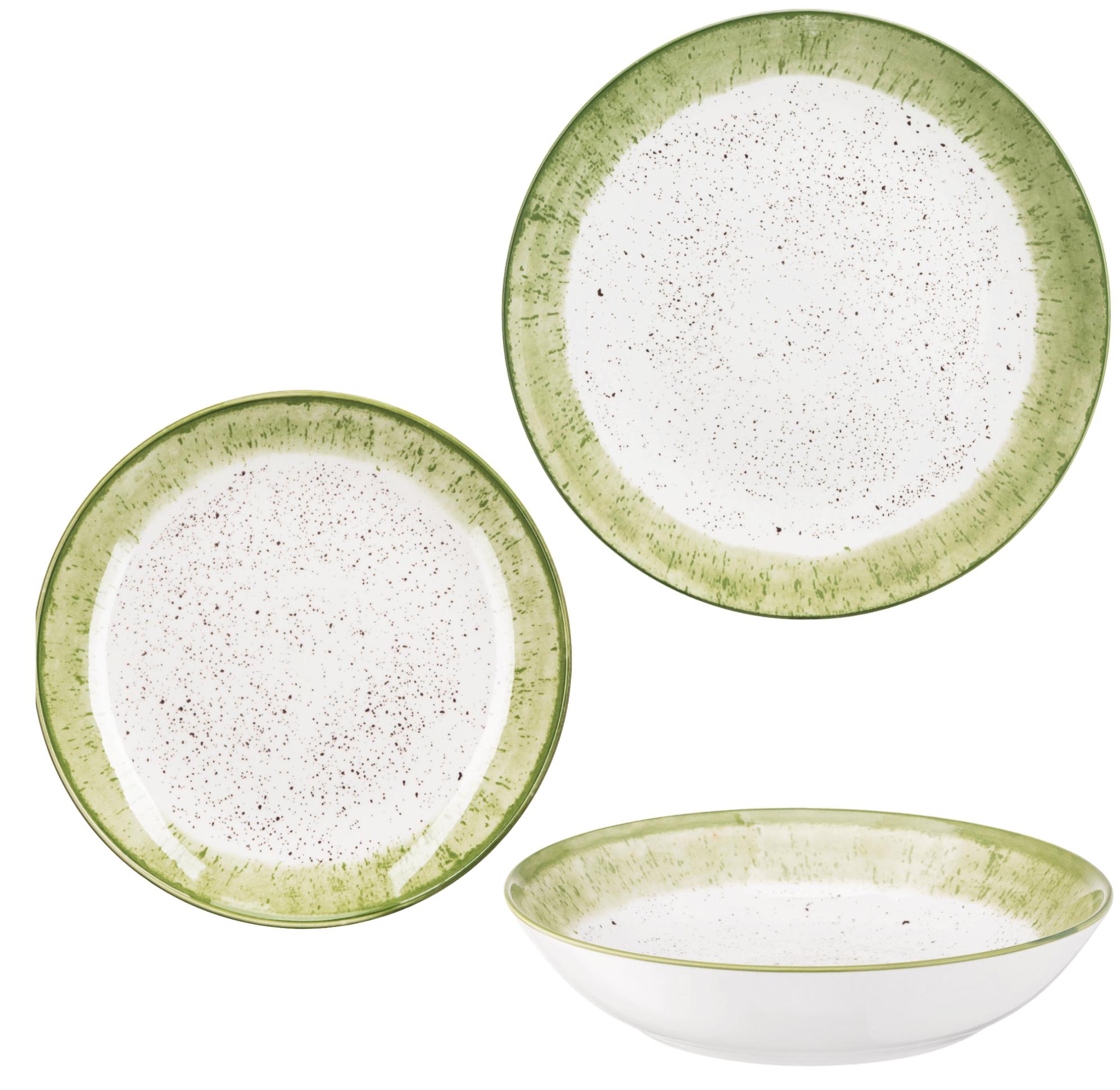 Столовый сервиз Ardesto Siena 3 предмета 1 персона фарфор Бело-зеленый - фото 1