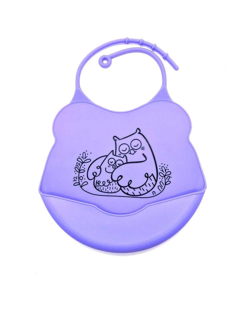 Слинявчик силіконовийз кишенею Kiddy Совенята Бузковий (02660 (2222)