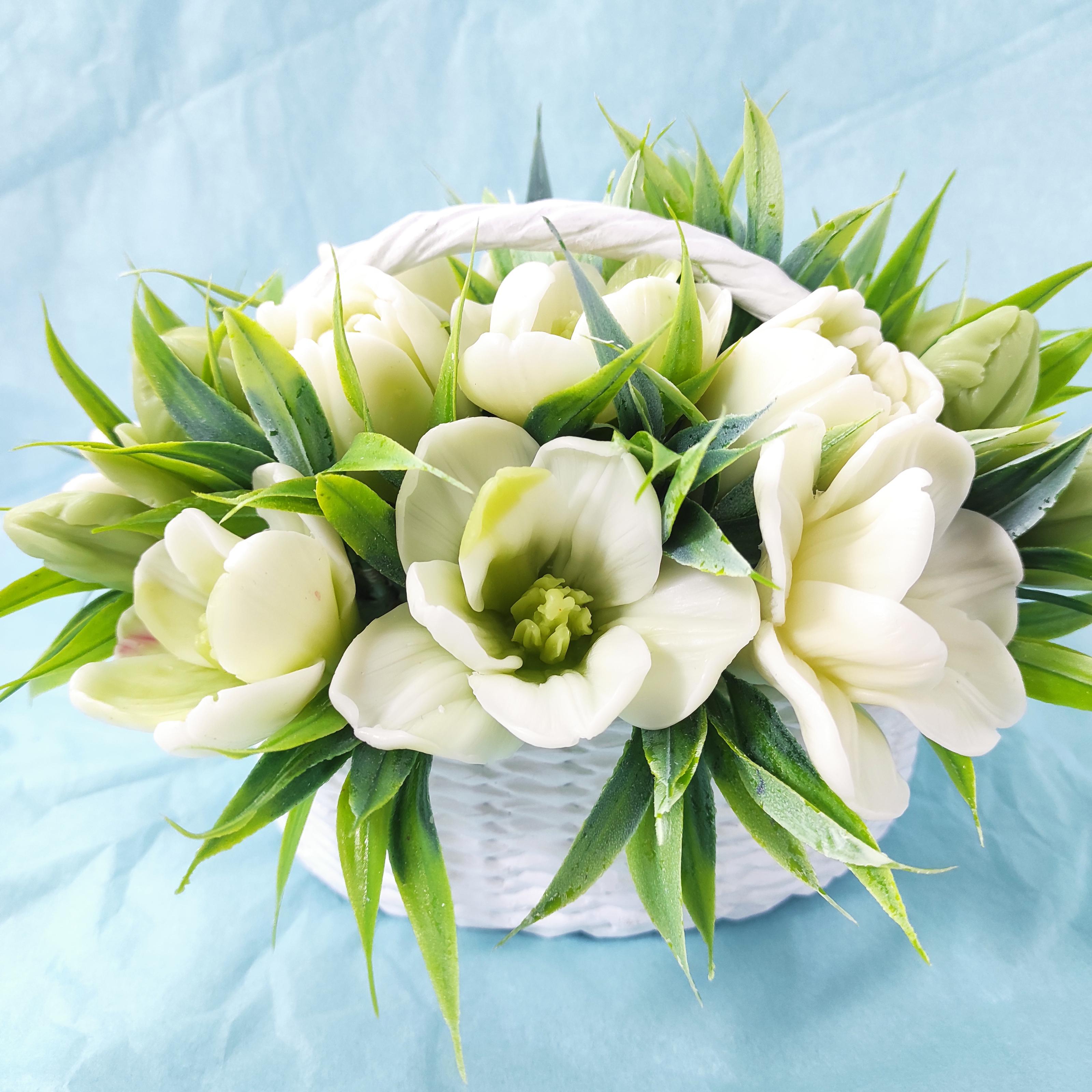 Букет цветов из мыла Bila Lileya Белые тюльпаны в корзине (MB-00737) Букет цветов из мыла Bila Lileya Белые тюльпаны в корзине (MB-00737)