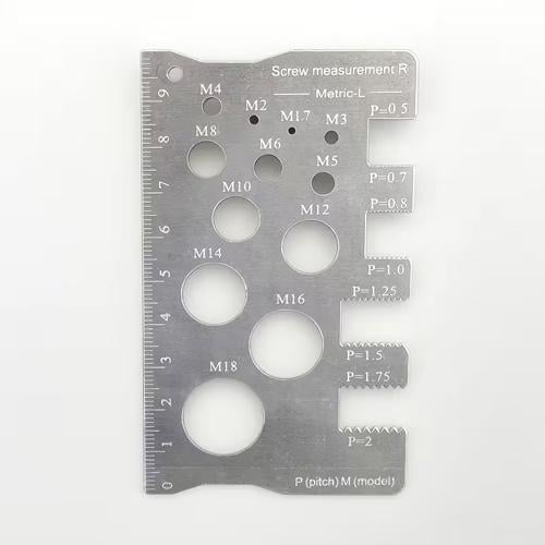 Измеритель шага резьбы М1.7-М18 P0.5-2 резьбовой шаблон нержавеющая сталь (2538-0590f)