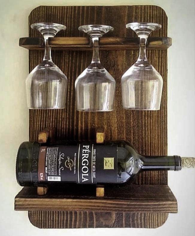 Полка для вина настенная из дерева Недзима Капучино (ПНК-016309)