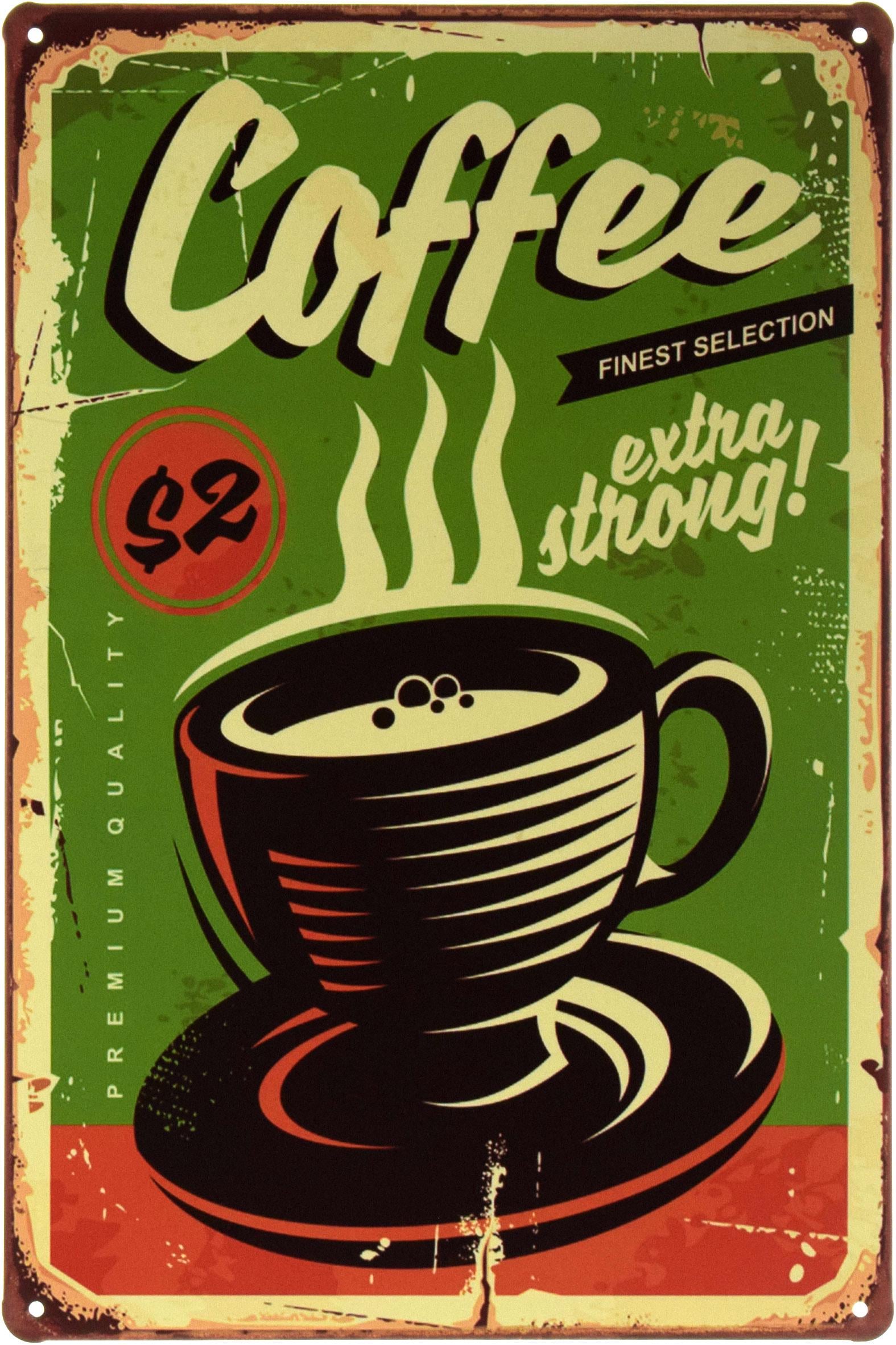 Табличка металева Кава Екстра Міцна!/Coffee Extra Strong! 20x30 см