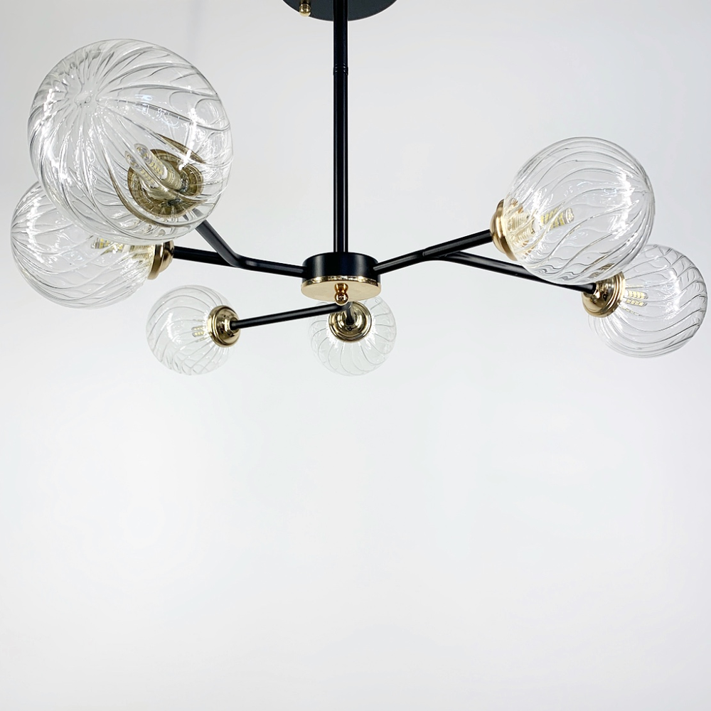 Люстра потолочная на 6 прозрачных плафонов/фурнитура золото Черный (8122/6 G9_372)