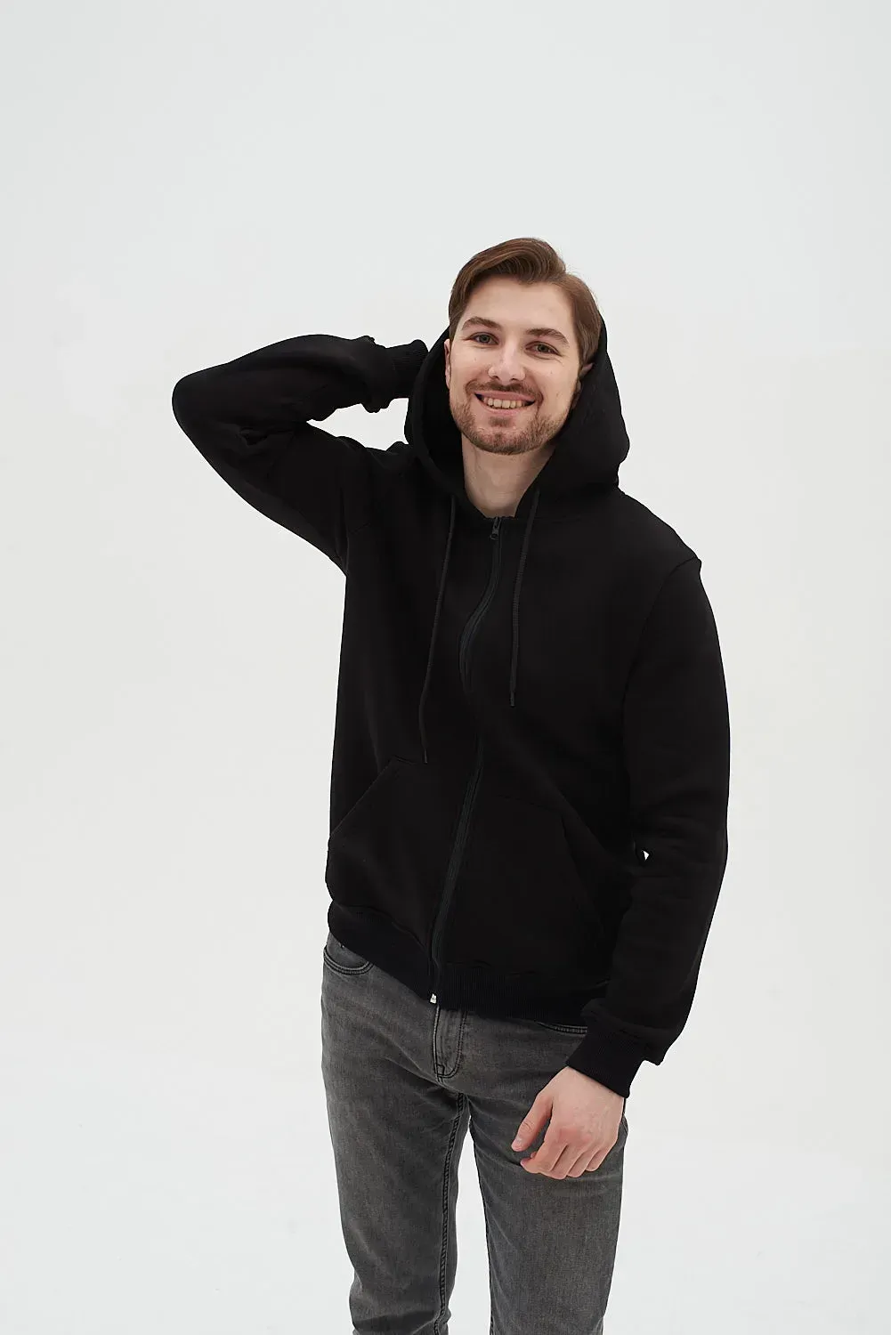 Худі на замку утеплене RAY BASIC U0405L UNISEX XS Чорний - фото 2 Худі на замку утеплене RAY BASIC U0405L UNISEX XS Чорний - фото 2