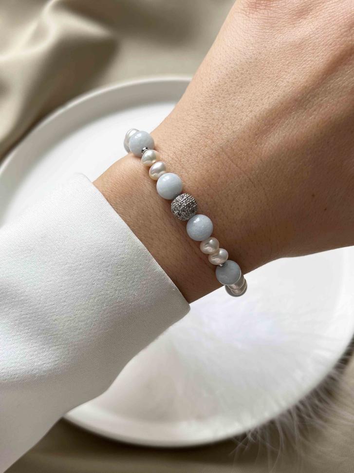 Браслет из жемчуга и аквамарина (5035) Браслет из жемчуга и аквамарина (5035)