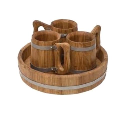 Набор деревянных кружек из дуба 0,5 л 3 шт. (DR012517)