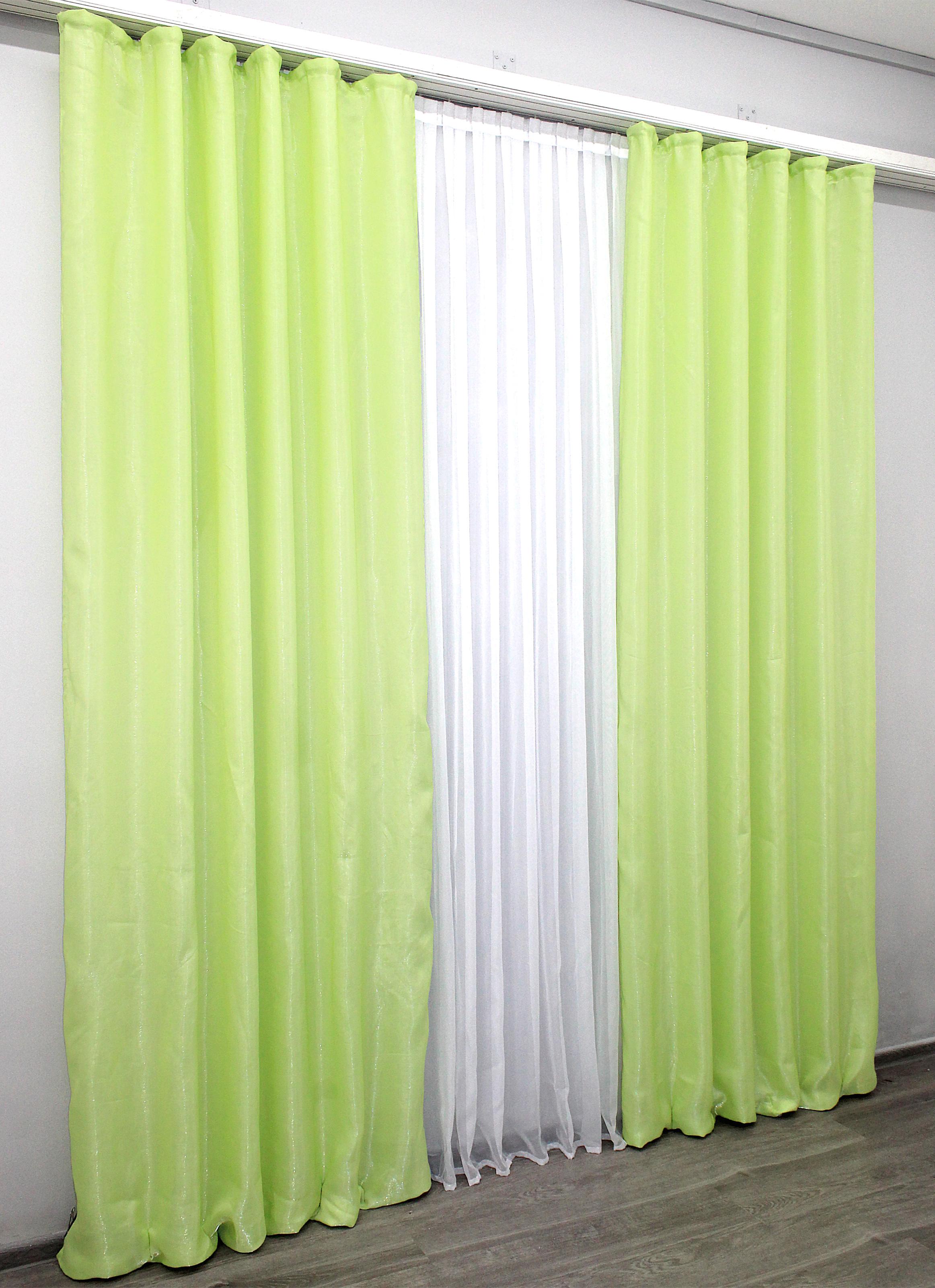 Комплект штор VR-Textil Атлас № 803ш монорей 150х270 см 2 шт. Салатовый (30-590) - фото 5