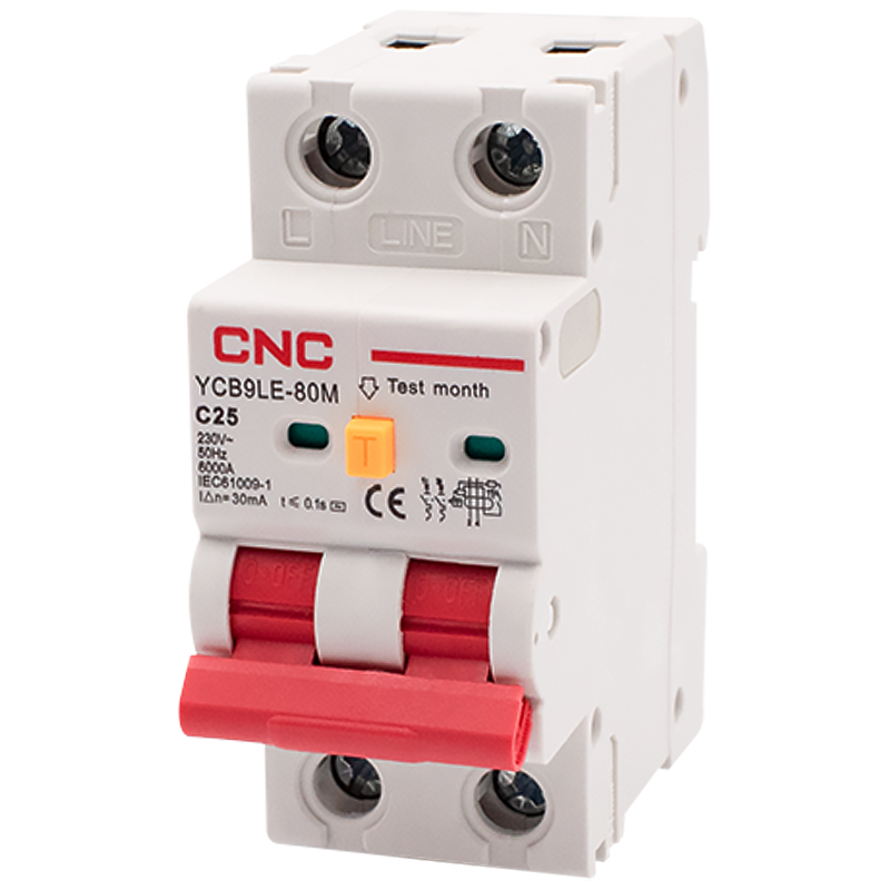 Дифференциальный выключатель CNC YCB9LE-80M 1Р+N 25А 30мА 6кА "C" тип АС (Б00044015)