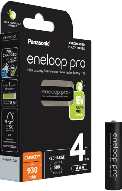 Батарейка-акумулятор Panasonic Eneloop PRO HR3 930 mAh Чорний