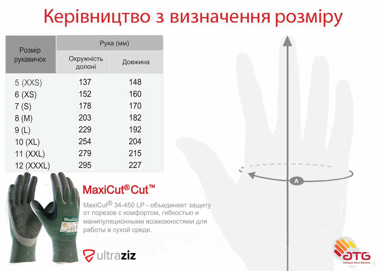 Защитные перчатки от порезов ATG MaxiCut® 34-450 LP для работы с металлом и кожаным покрытием на ладони 9 L - фото 3