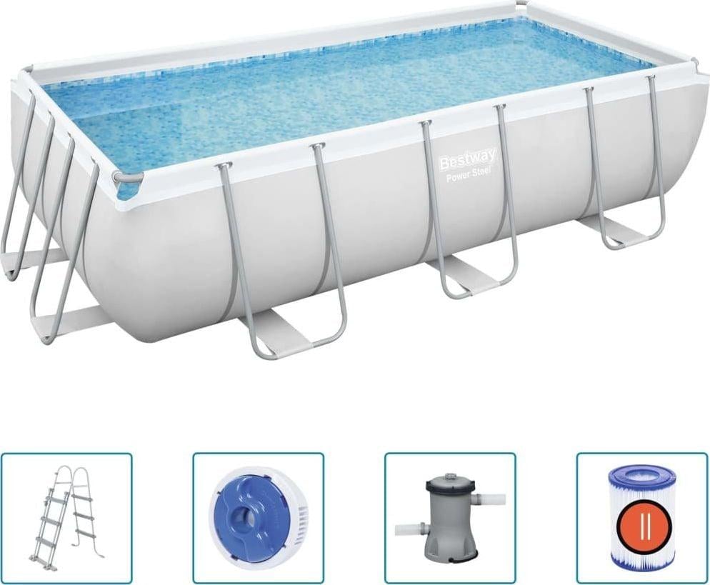 Каркасный прямоугольный бассейн BESTWAY 56441 Steel Pro Max 404*201*100см с лестницей, фильтр-насосом и ремкомплектом 6478 л Каркасный прямоугольный бассейн BESTWAY 56441 Steel Pro Max 404*201*100см с лестницей, фильтр-насосом и ремкомплектом 6478 л
