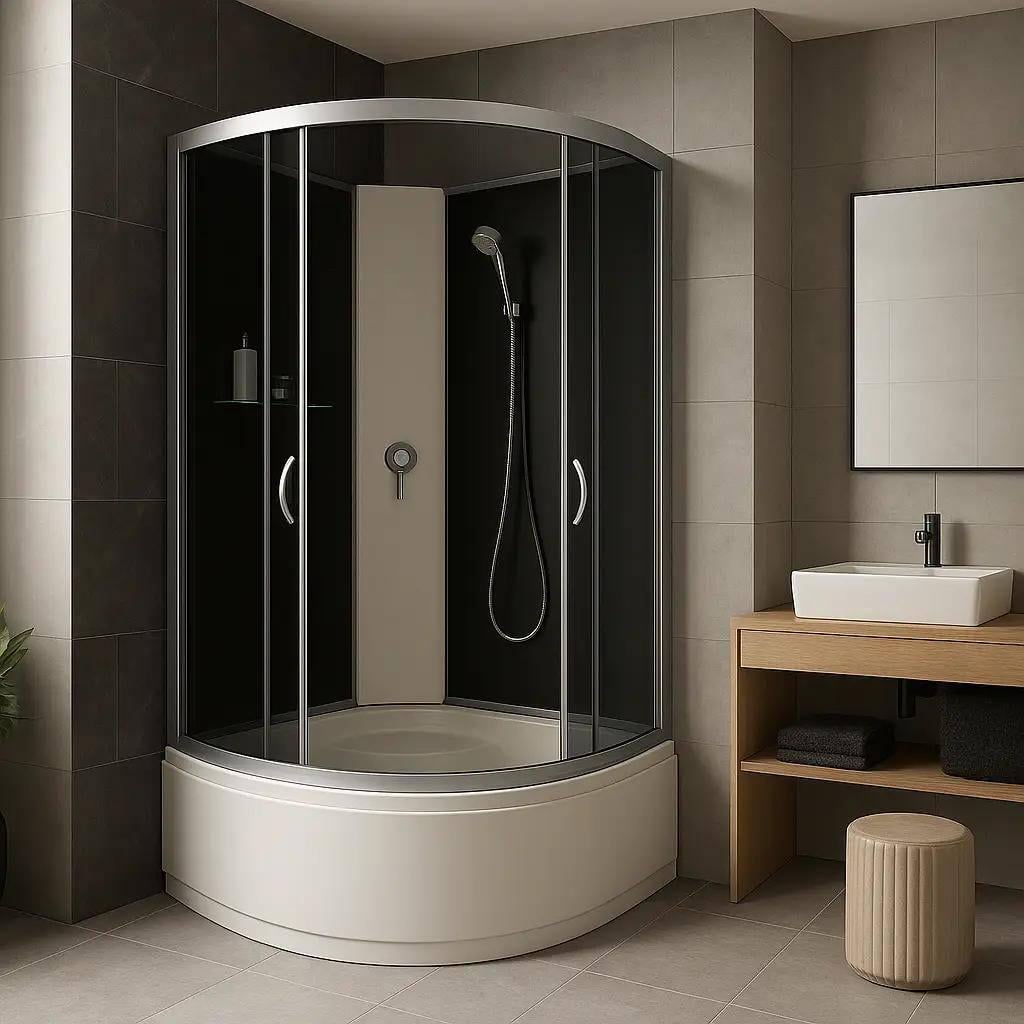 Душовий бокс KO&PO 6021 G 90х90х195 см без даху на глибокому піддоні тоноване скло розсувні двері (C15549)