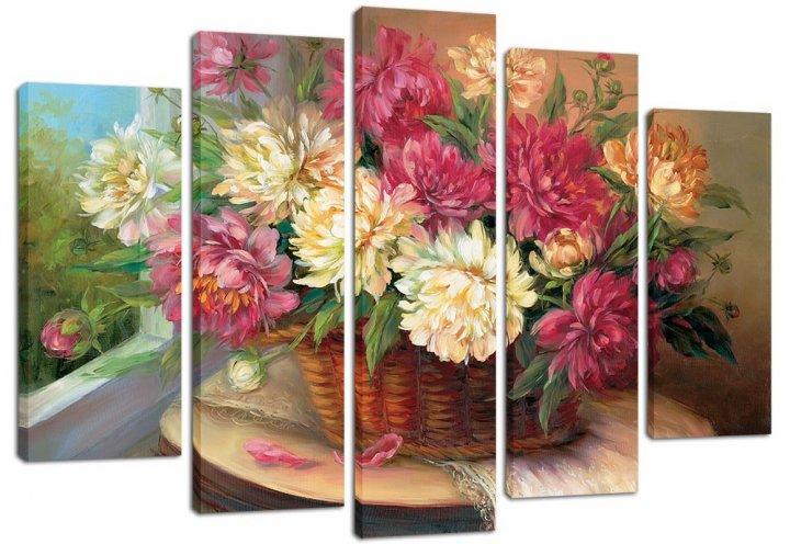 Картина модульная на холсте DK Корзина с пионами 108x80 см (PLM5-56)