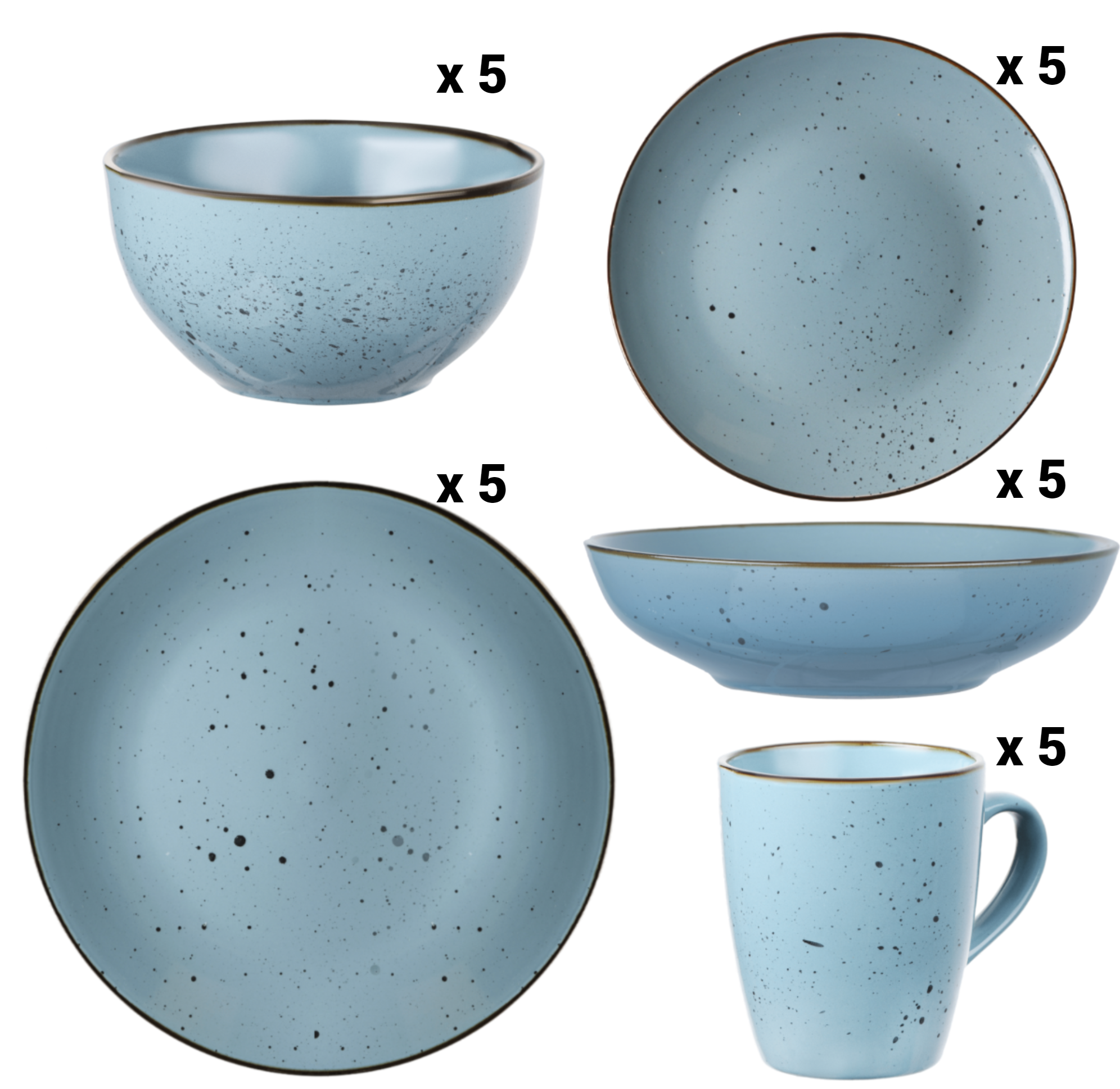 Сервіз столового посуду Ardesto Bagheria 25 предметів 5 персон кам'яна кераміка Блакитний - фото 3