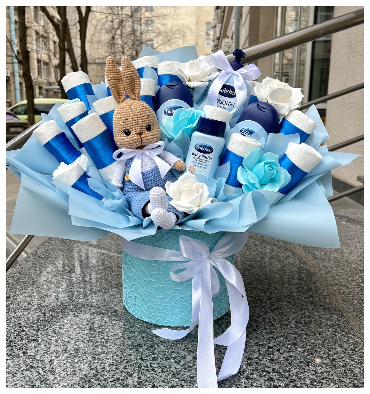 Букет з памперсів та дитячої косметики на виписку з пологового будинку Блакитний (2178008105) - фото 3 Букет з памперсів та дитячої косметики на виписку з пологового будинку Блакитний (2178008105) - фото 3