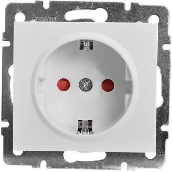 Розетка Lezard Rain 1-я с заземлением со шторками без рамки Белый (703-0288-124В)