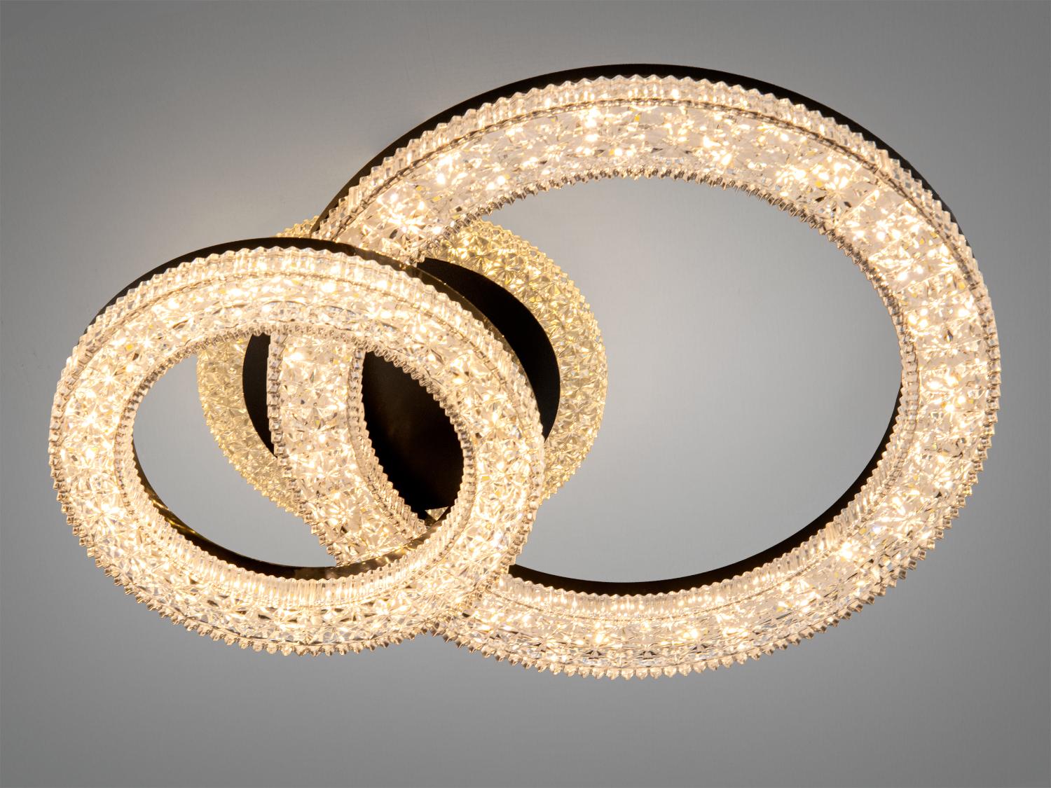Люстра светодиодная кольца черная 20 Вт хрусталь (132BK)
