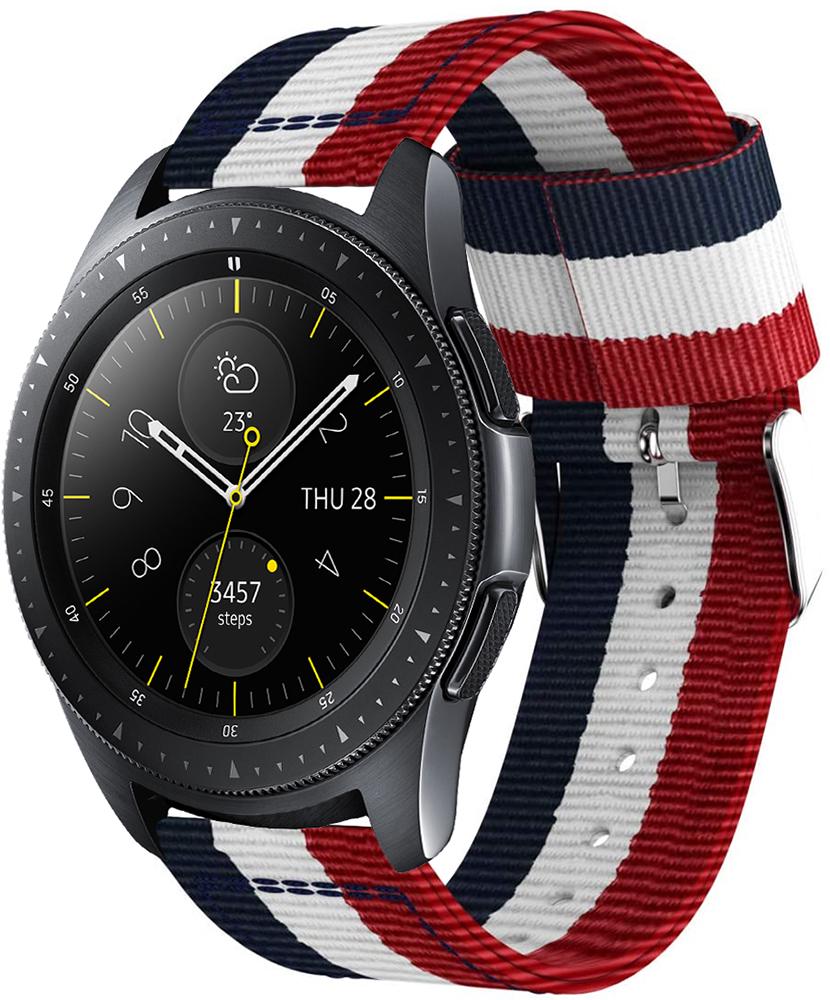 Ремешок тканевый Canvas для Galaxy Watch 42 мм Red/White/Blue (20528)