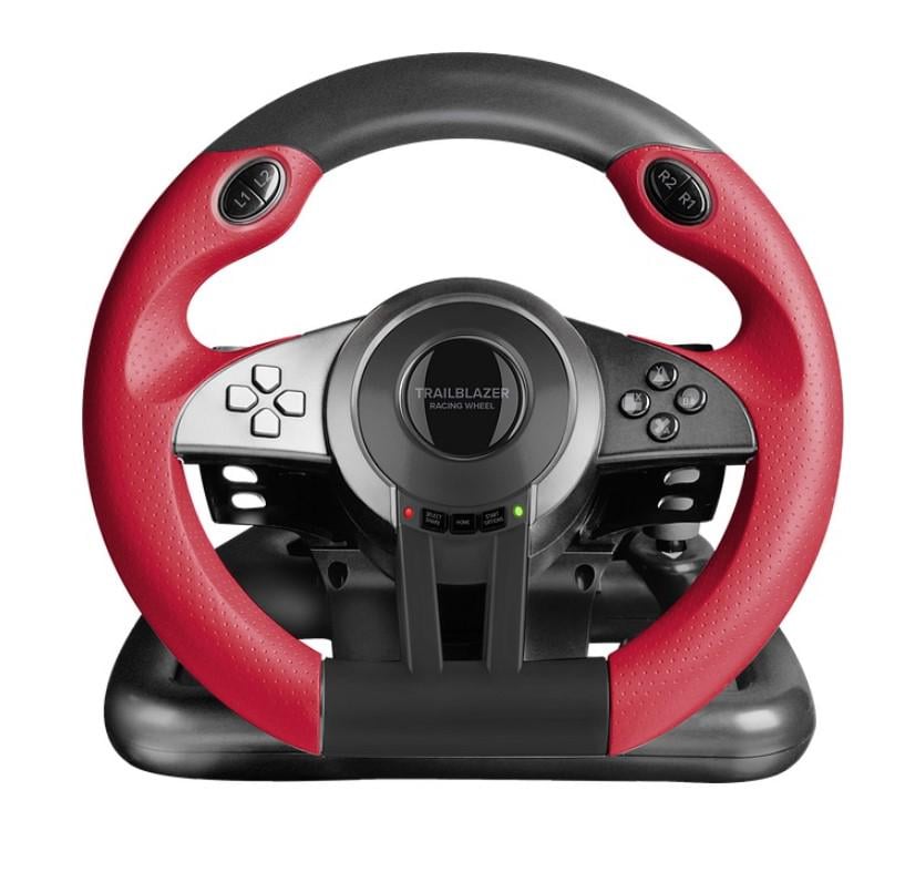 Кермо ігрове вібраційне з педалями VOLTRONIC Trailblazer Wheel Racing USB SL450500BK Black/Red