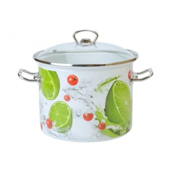 Кастрюля эмалированная Лайм со стеклянной крышкой 5,5 л (16762)