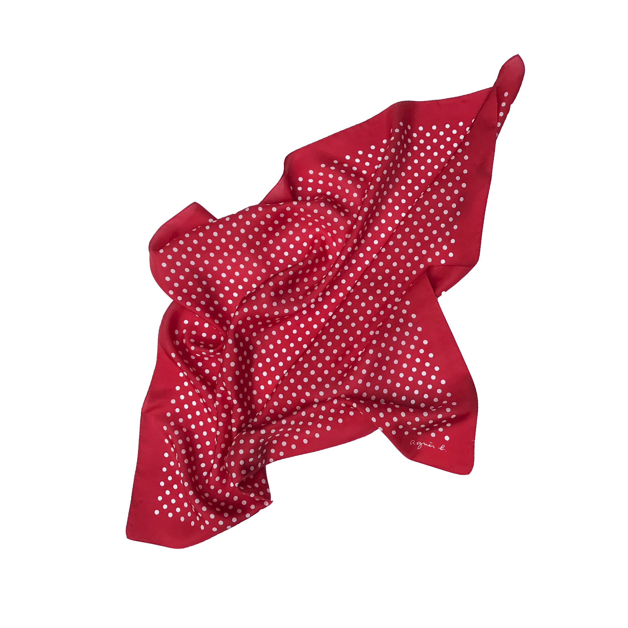 Натуральный шелковый платок Silk Route в горошек 70х70 см Красный (392)