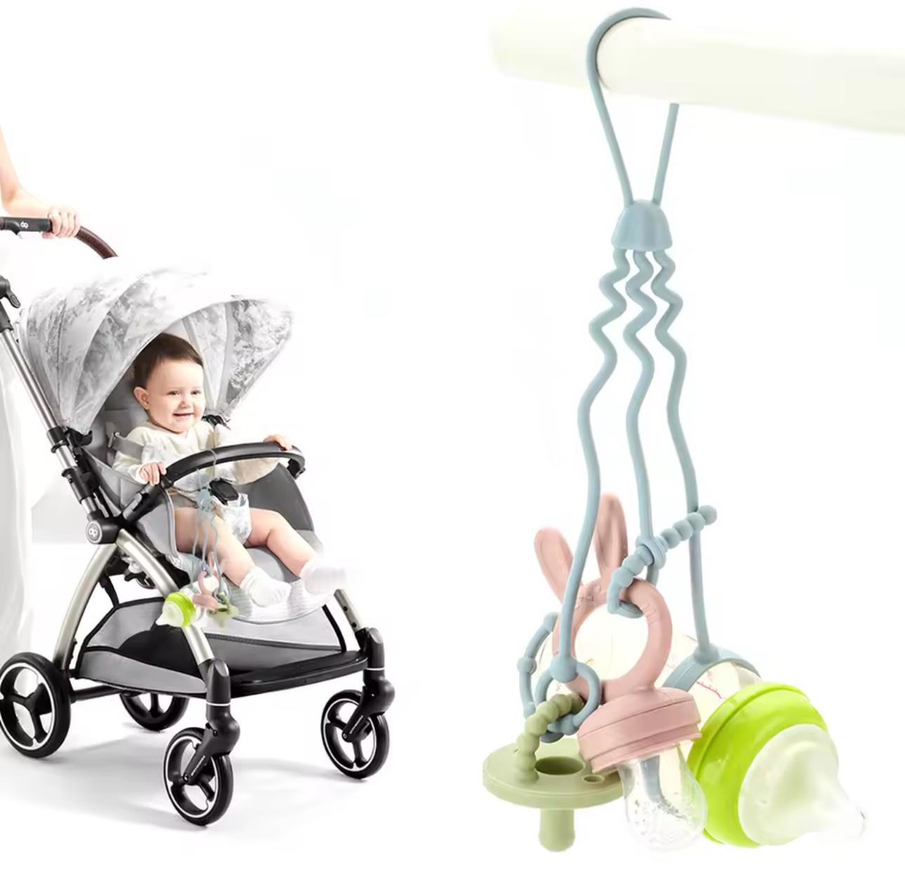 Держатель силиконовый для бутылочки/пустышки/игрушек и клипсы Розовый - фото 4 Держатель силиконовый для бутылочки/пустышки/игрушек и клипсы Розовый - фото 4