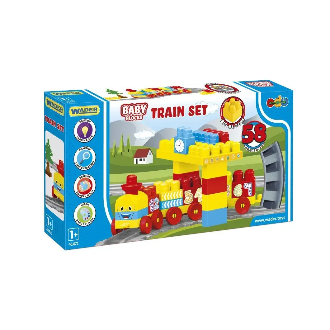 Конструктор Wader Baby Blocks Железная дорога из пластика 58 дет. Разноцветный (150-98-41471)