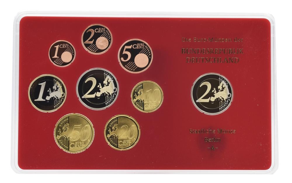 Колекційні монети Німеччина набір з 9 монет євро 2008 UNC A 1/2/5/10/20/50 євроцентів/1/2 євро/пам'ятна 2 євро Блістер (М22713)