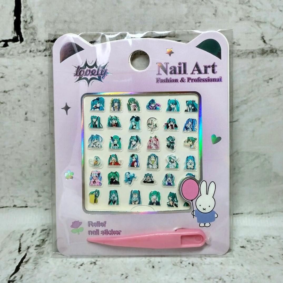 Наклейки для ногтей детские дизайн маникюра Аниме рельефные 6х6 см Разноцветный (24-613-23)