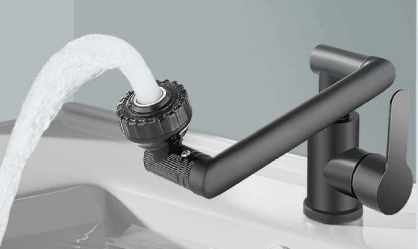 Змішувач для раковини поворотний складаний Water Tap Графітовий - фото 7