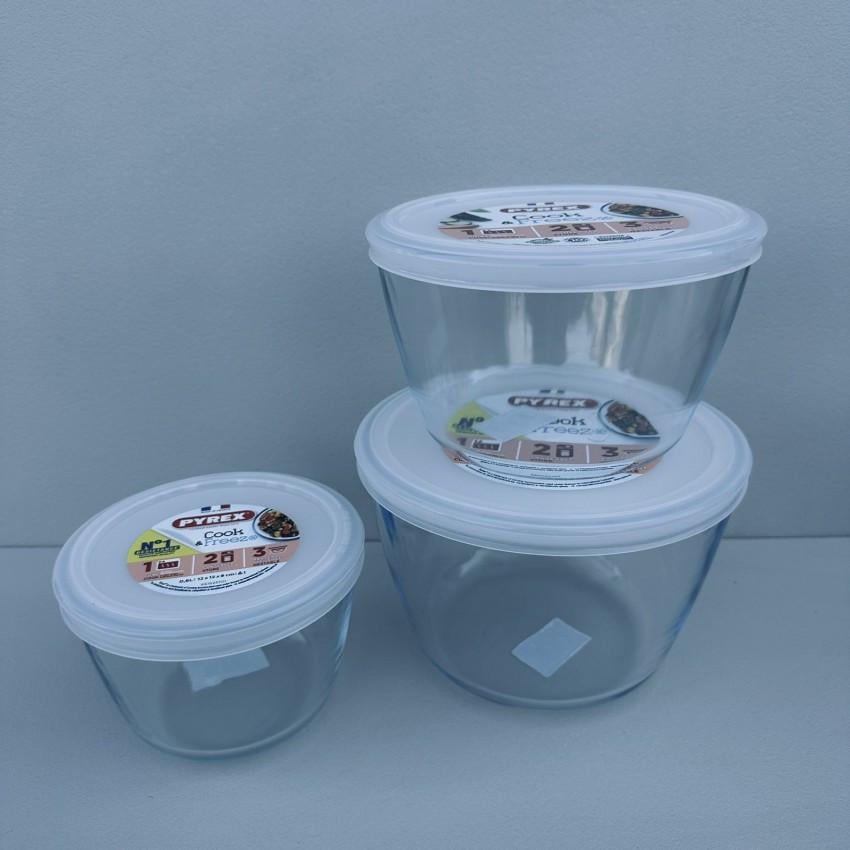 Набір скляних контейнерів Pyrex Cook&Freez 152P001/154P001/155P001 з пластиковою кришкою 0,6 л 1,1 л 1,6 л