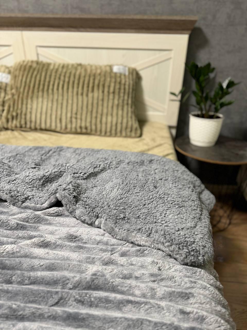 Покрывало-плед Овчина евро 200х220 см Серый - фото 2 Покрывало-плед Овчина евро 200х220 см Серый - фото 2