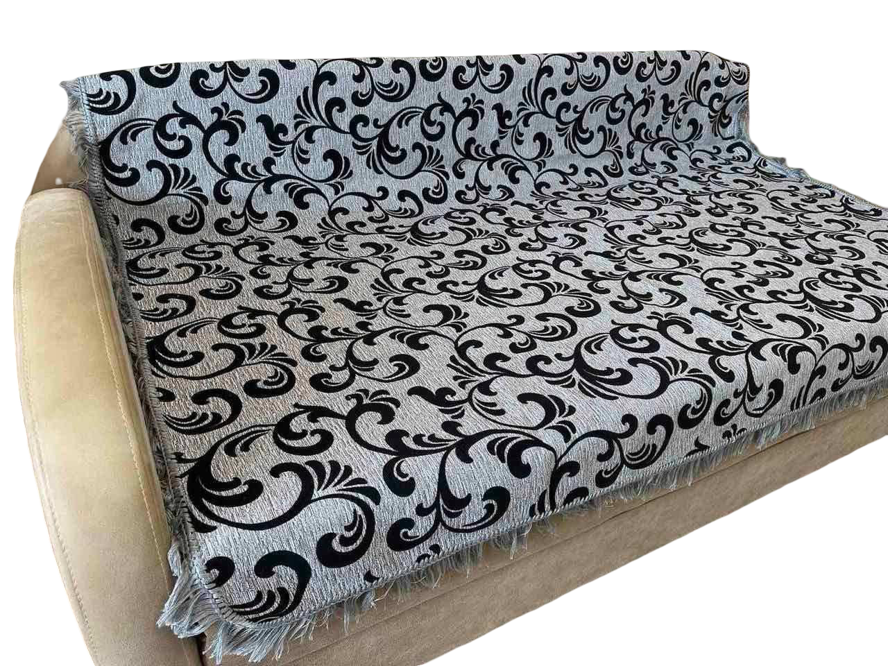 Покрывало с узором из гобелена полуторный 150х200 см/накидки 70х150 см 2 шт. Серый (П4К-gobelen-new-005-03)