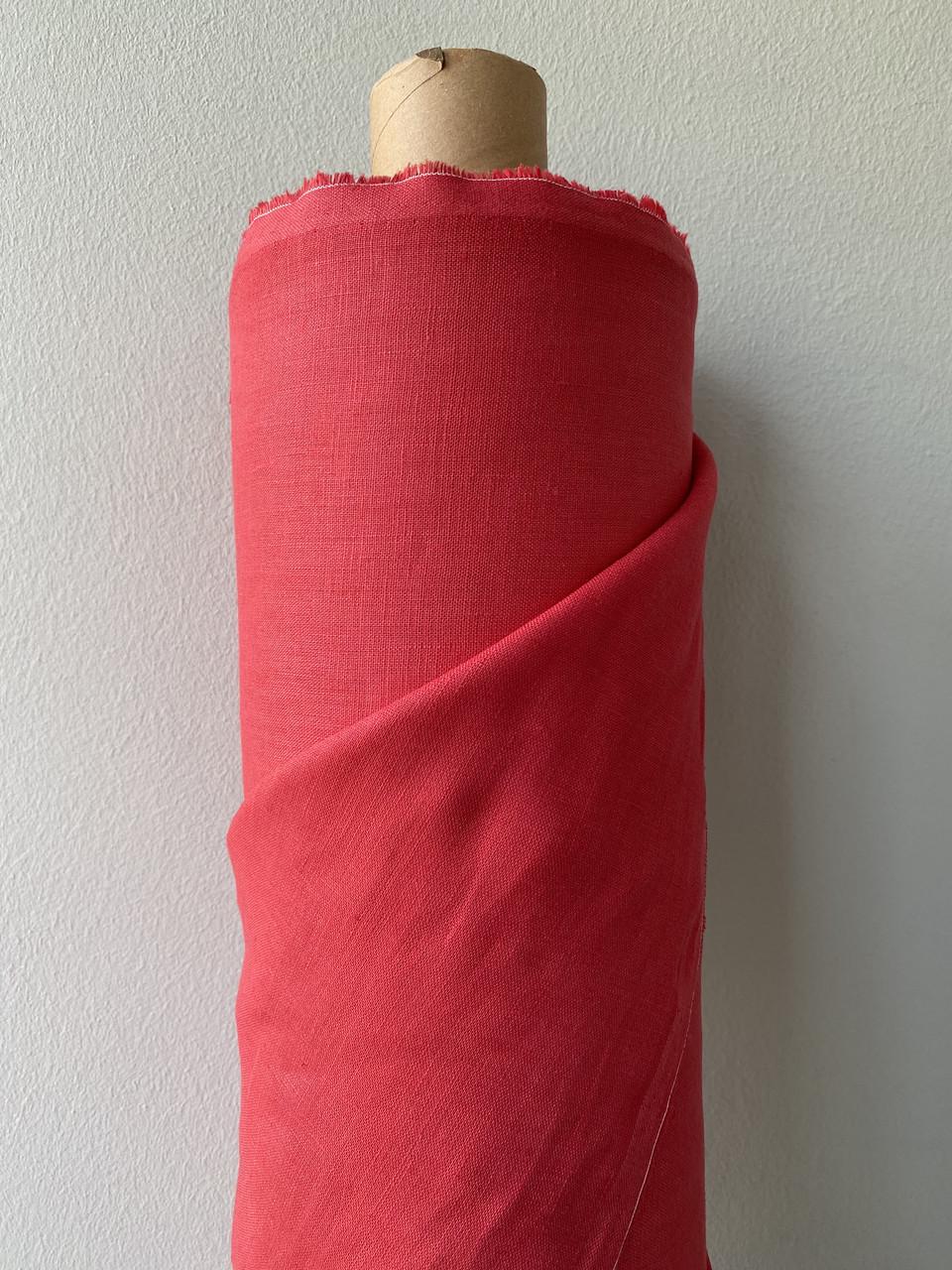 Ткань рубашечно-платьевая LINEN PLUS 100% лен 143 см 1427 Красный - фото 1