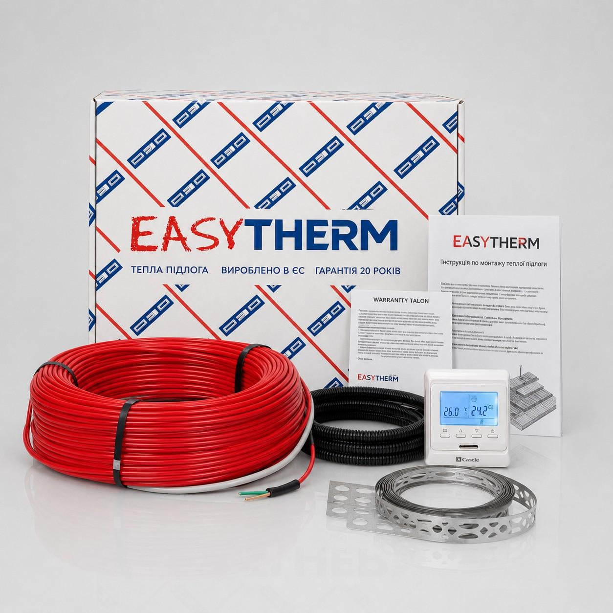 Комплект теплого пола EASYTHERM 2160 Вт 12 м2/программированный терморегулятор M6.716 с дисплеем/двухжильный нагревательный кабель (EC 120)