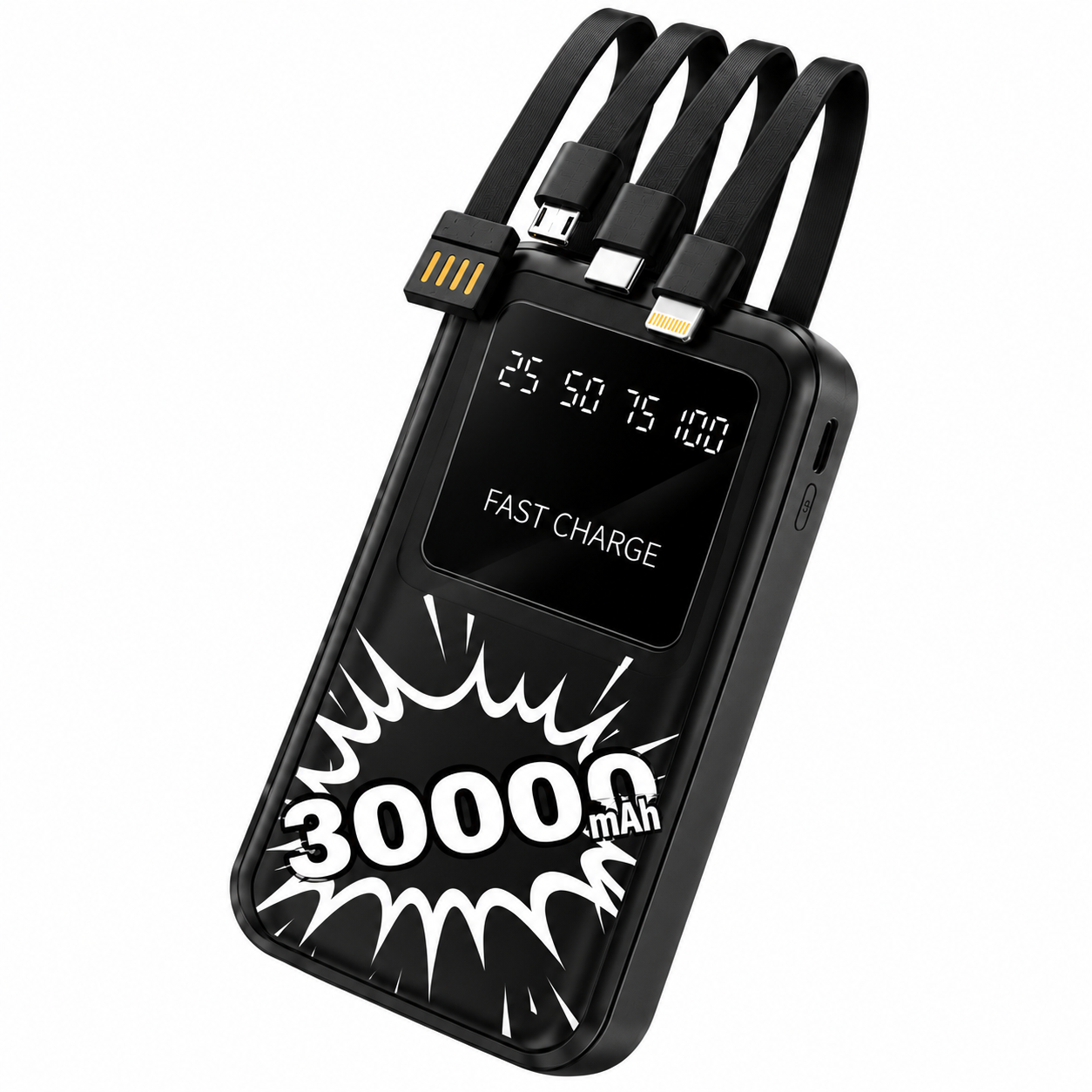 Повербанк Andowl Q-CD153 QC 3.0 PD со встроенными 4 кабелями/фонарик/дисплей 30000 mAh Черный (bae429a1) Повербанк Andowl Q-CD153 QC 3.0 PD со встроенными 4 кабелями/фонарик/дисплей 30000 mAh Черный (bae429a1)