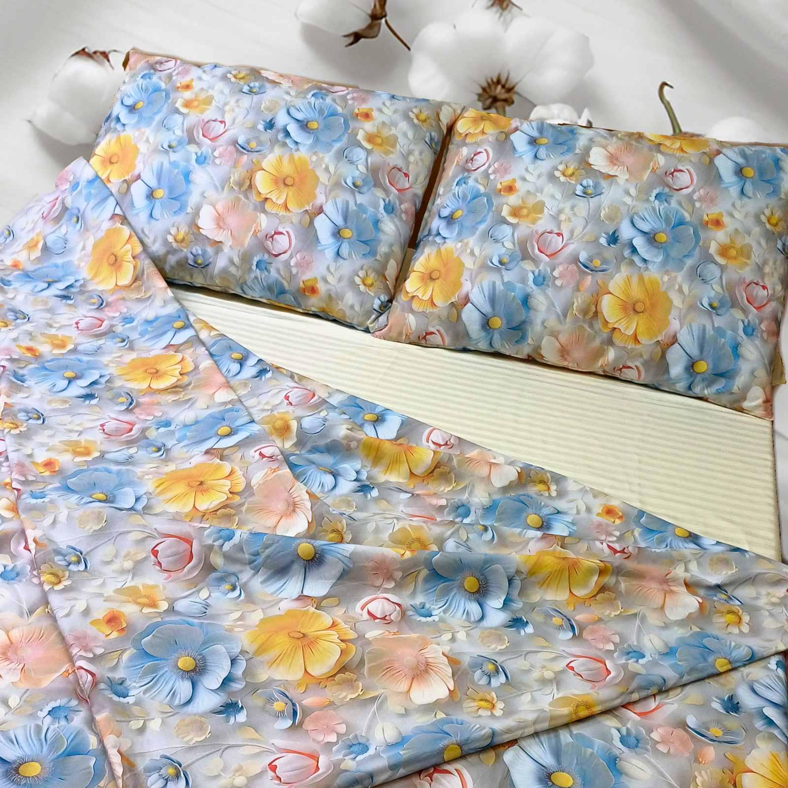 Комплект постельного белья Цветочный сон поплин/сатин страйп (27471501)