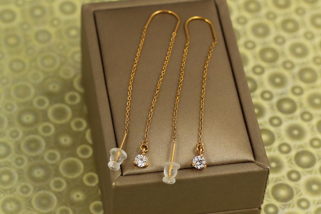 Серьги протяжки Xuping Jewelry с камнем 4 мм Золотистый (33754070)