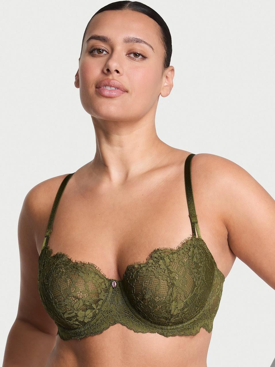 Бюстгальтер Victoria's Secret Lace Balconette Bra 75C Зеленый (7312439123218)