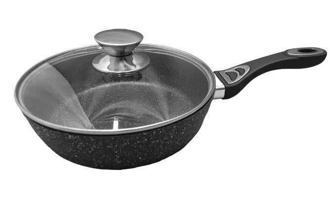Сковорода глубокая Benson BN-484 28 см с мармуровым антипригарным покрытием и крышкой для всех типов плит (ML-05265)